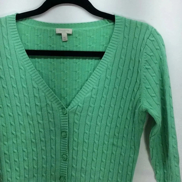 Talbots Mint Green Button Sweater with 3/4 Sleeves - Picture 5 of 7